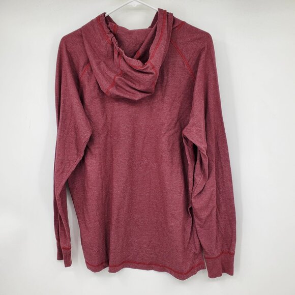 River Wear Elk Lake Canada Red Long Sleeved Hooded Shirt Size Large - Picture 2 of 9